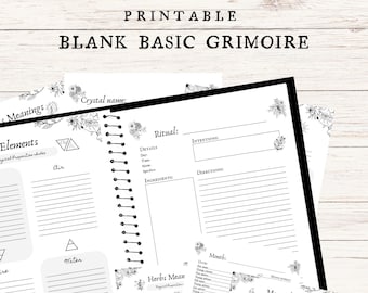 Basic Blank Book of Shadows Pages, Digital Grimoire Pages, Witch Planner Printable, Witch Journal Pages, Spell Book Page Worksheets Download