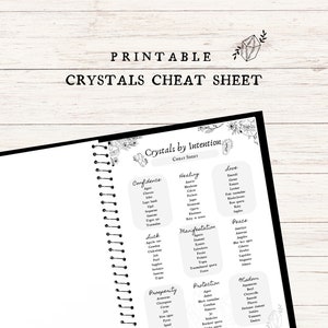 Crystal Cheat Sheet Book of Shadows Page, Digital Grimoire Page, Witch Planner Printable, Witch Journal Page, Spell Book Page Download