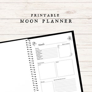 Moon Journal Blank Book of Shadows Page, Digital Grimoire Page, Witch Planner Printable, Witch Journal Page, Spell Book page Download