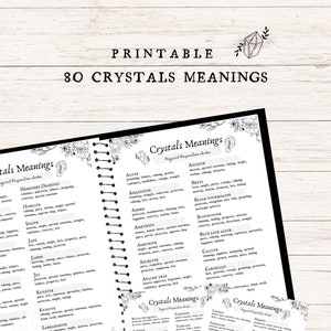 Crystals Meanings Book of Shadows Pages, Digital Grimoire Pages, Witch Planner Printable, Witch Journal Pages, Spell Book Pages Download 80