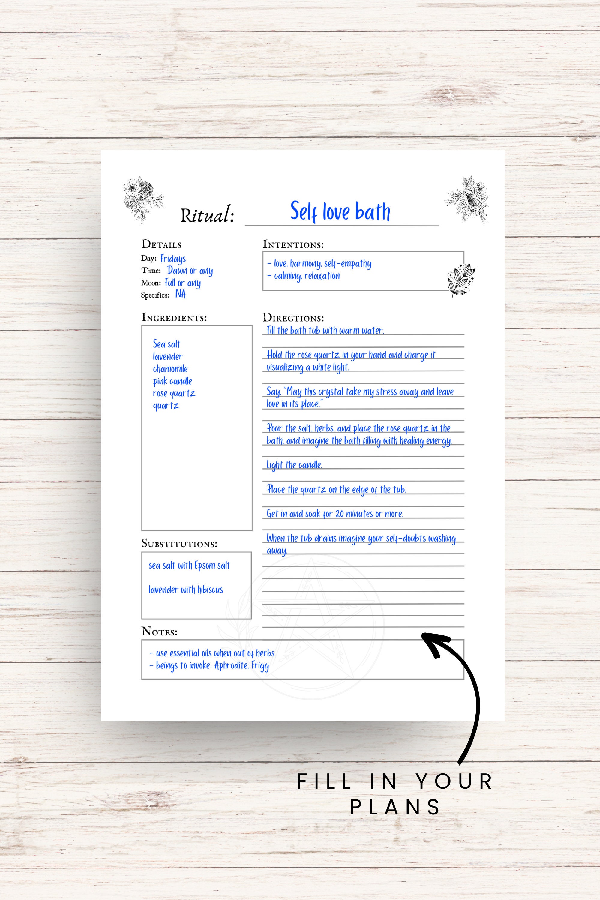 Ritual Planner Blank Book of Shadows Page, Digital Grimoire Page, Witch ...