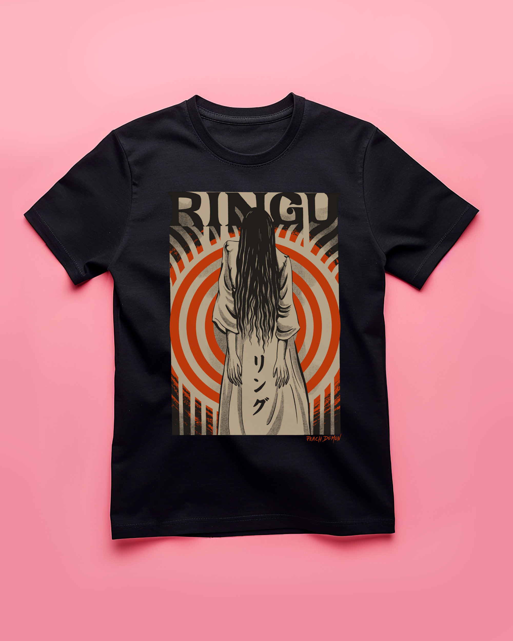 リング貞子Tシャツ、イラスト入りホラーグラフィックTシャツ - Etsy 日本