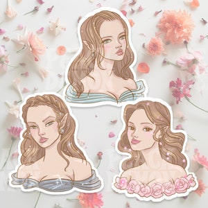 ACOTAR Stickers set Feyre Nesta Elain Archeron Sisters Stickers (set of 3) A Court of Thorns and Roses, Sarah J Maas