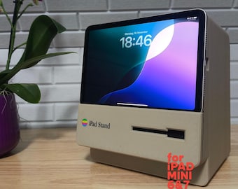 Podstawka pod iPada Mini, styl Macintosh Plus, retro, wydruk 3D, SE/30, do iPada Mini 6 i iPada Mini 7, Apple, beżowy