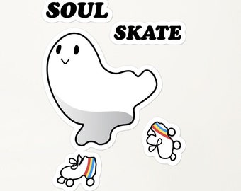 Cute Roller Skating Ghost Sticker