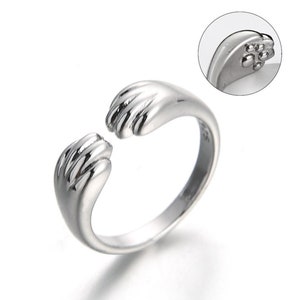 Cat Paw Ring - Adjustable Open Paw Ring, Animal Jewelry for Cat Lovers, Pet Paw Hug Ring, Unique Cat Ring Gift Cute Animal Ring for Her Gift