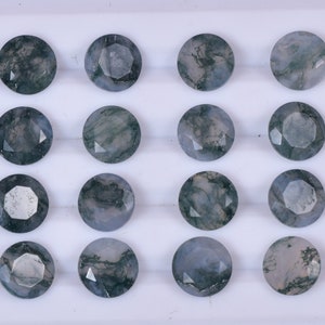 Lot Moss Agate Gemstone Natural Moss Agate Round Shape Faceted Cut Loose Gems For Jewelry Making, Moss Agate Stone For Earrings, Rings