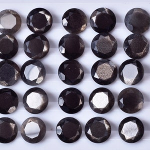 100% Natural Black Feldspar Obsidian Gemstone, Round Shape Faceted Cut Gemstones, Black obsidian For Beautiful Jewelry Making Stone.