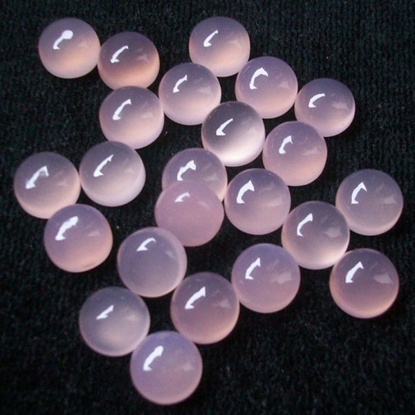 Natural Pink Chalcedony 3mm to 20mm Round Cabochon Loose Handmade Polished Gemstone
