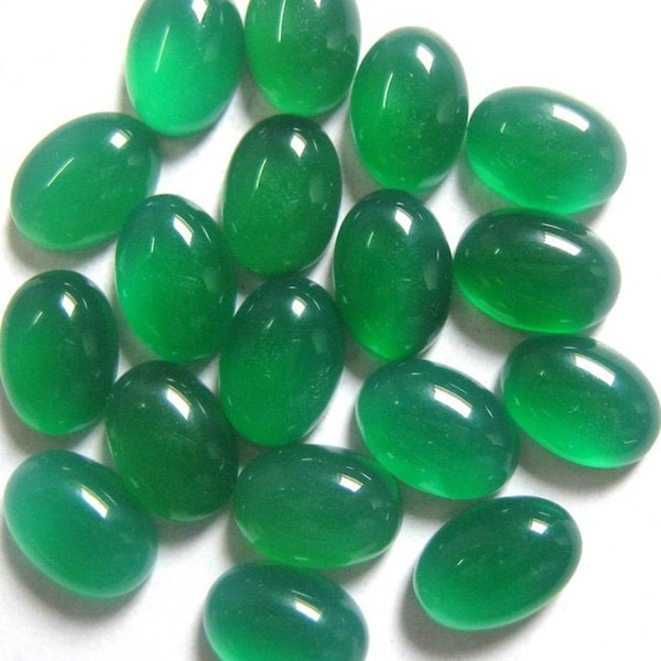 Natural Green Onyx  Oval Cabochon 3x5mm to 20x25mm Calibrated Loose Gemstone