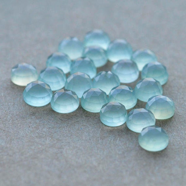 Best Quality Natural Aqua Chalcedony 5mm to 20mm Round Rose Cut Loose Gemstone Gemstone