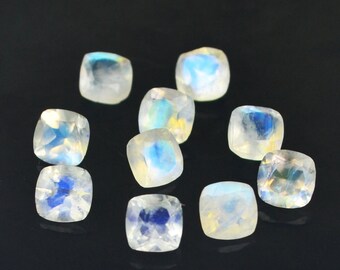 Natural Rainbow Moonstone 5mm to 15mm Cushion Faceted Cut Semi Precious Loose Wholesale Price Gemstone