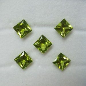 Natural Peridot 3mm to 6mm Square Faceted Cut Loose Gemstone Calibrated Gemstone