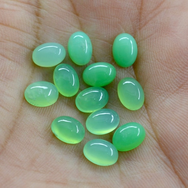 Natural Green Chrysoprase 3x5mm to12x16mm Oval Cabochon High Quality Wholesale Gemstone All Size Available