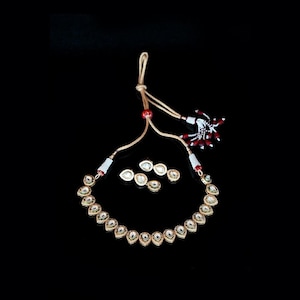 Premium Quality  Kundan Single line Necklace Set with earrings  Meenakari Jewelry Set  South Indian jewelry Pakistani jewelry Pearl jewelry