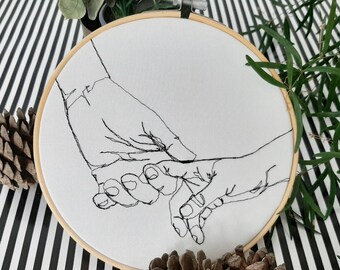 HOLDING HANDS- 19cm/ 7.4" finished embroidery, embroidery on cotton, gift idea, romantic gift, hand embroidery, friendship gift, love gift