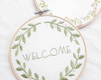 WELCOME embroidery sign 17cm/ 6.6",home sign, embroidery hoop art, finished embroidery, ready embroidery, Christmas gift, housewarming gift