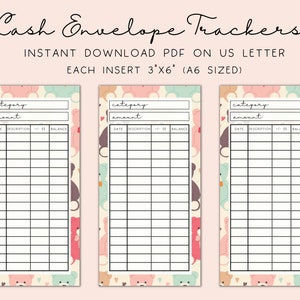 A6 Cash Envelope Inserts, Printable PDF, Cash Spending Log, Sinking Funds Label, Teddy Bear Print, Budget Sheet A6