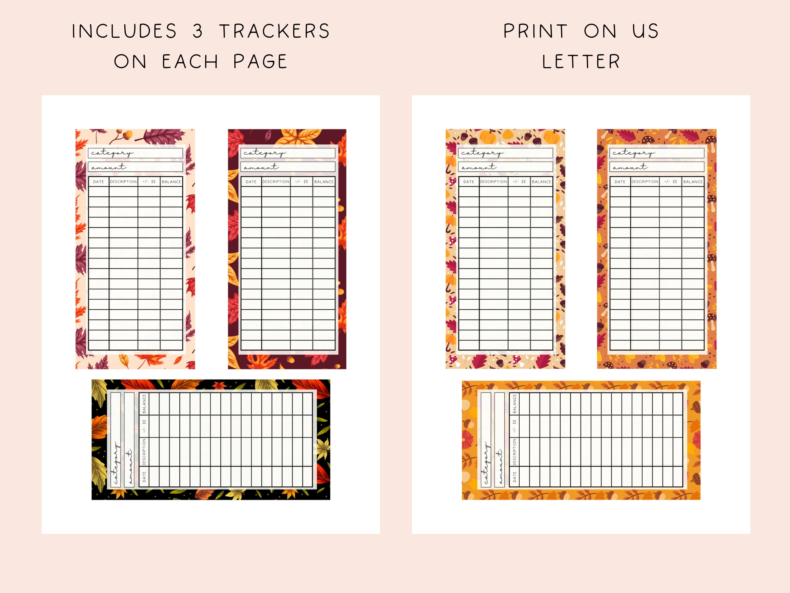 Fall A6 Digital 15 Pack Cash Envelope Inserts, Budgeting Spreadsheets ...