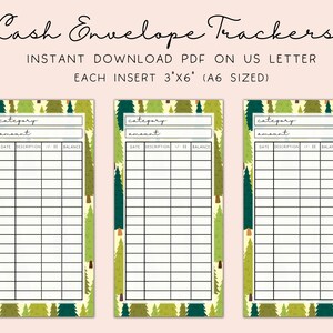 A6 Cash Envelope Inserts, Printable PDF, Cash Spending Log, Sinking Funds Label, Tree Print, Budget Sheet A6