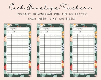 A6 Cash Envelope Inserts, Printable PDF, Cash Spending Log, Sinking Funds Label, Wildflower Print, Budget Sheet A6