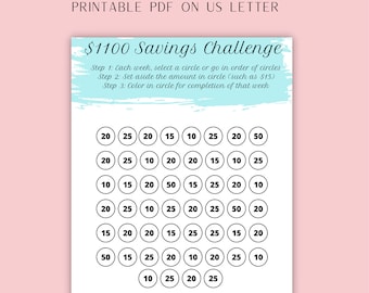 52 Week Savings Challenge Printable 52 Week Challenge Chart 52 Week