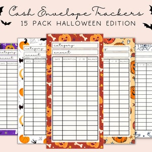 Halloween A6 Digital 15er Pack Bargeldumschlag Einlagen, Budgetkalkulationstabellen, Sinking Funds Tracker