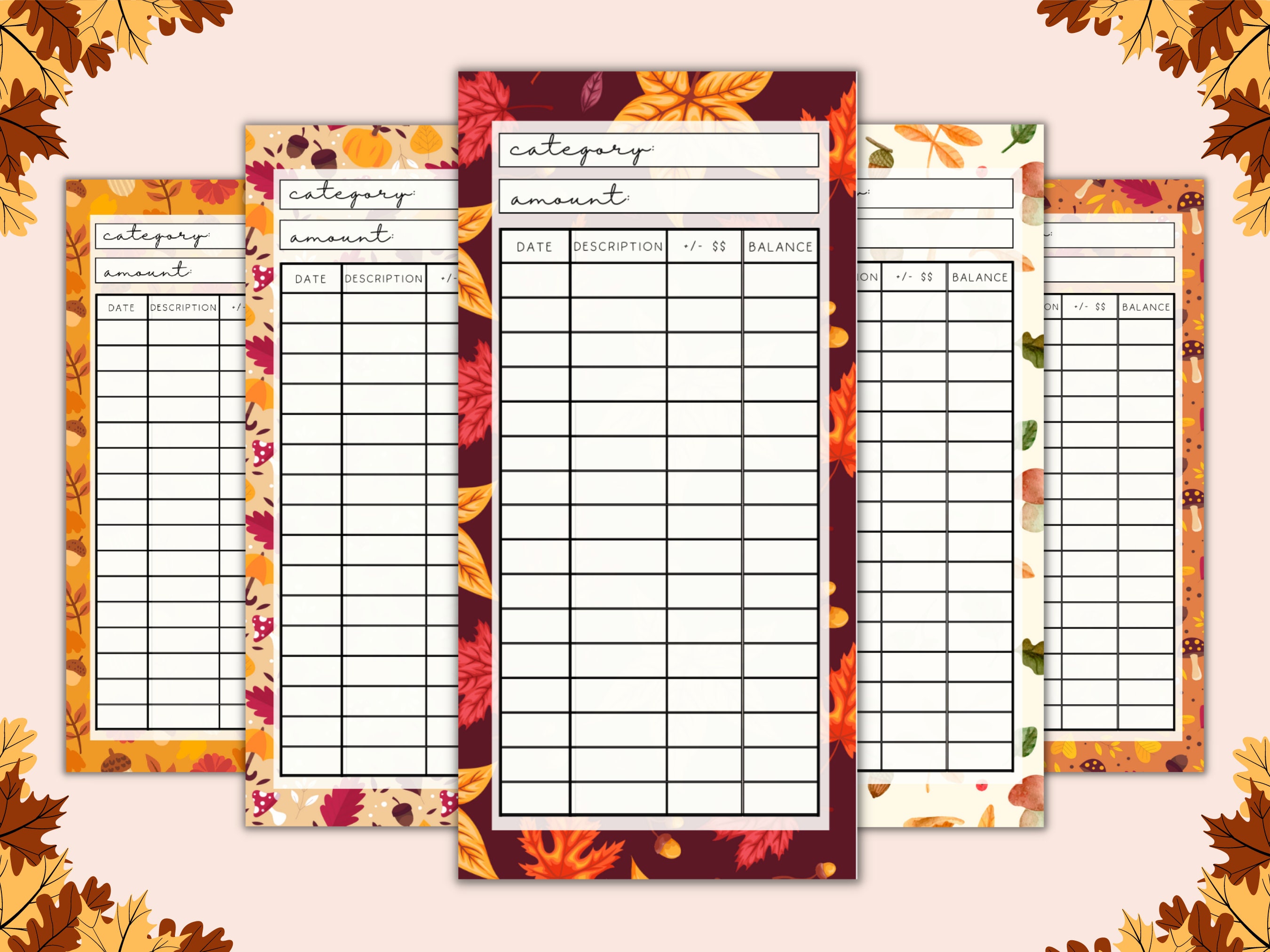 Fall Spreadsheet Fall A6 Digital 15 Pack Cash Envelope Inserts, Budgeting Spreadsheets ...