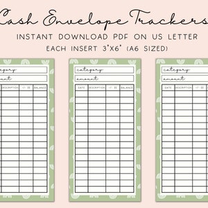 A6 Cash Envelope Trackers, Printable PDF, Cash Spending Log, Sinking Funds Label, Green Rainbow Print, Budget Sheet A6