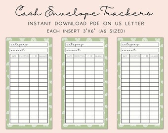 A6 Cash Envelope Trackers, Printable PDF, Cash Spending Log, Sinking Funds Label, Green Rainbow Print, Budget Sheet A6