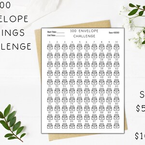 100 Envelope Money Savings Challenge Tracker, Save 5000 and 10000 Dollars in 100 Days, Digital Download Savings Tracker