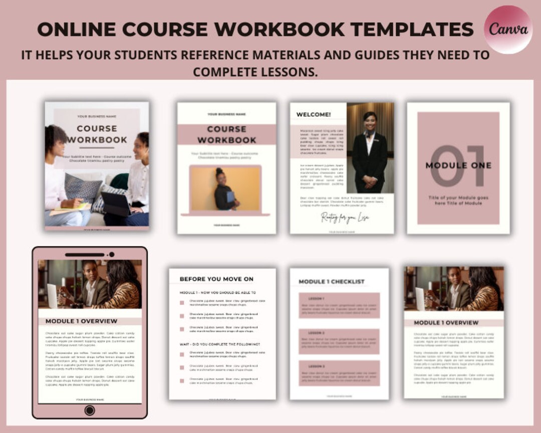 Course Workbook Guide | Workbook Canva Template |DIY Canva Templates ...