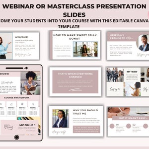 Webinar Presentation  Slide Templates to Convert more webinar attendees | Slide deck template Canva | Powerpoint | Webinar Template