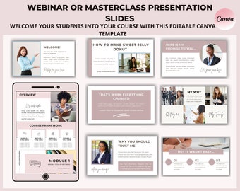 Webinar Presentation  Slide Templates to Convert more webinar attendees | Slide deck template Canva | Powerpoint | Webinar Template