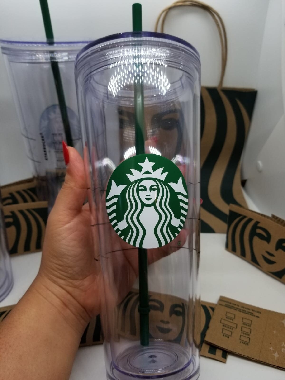 Venti Starbucks Cup Clear Cold Acrylic 24oz Tumbler 