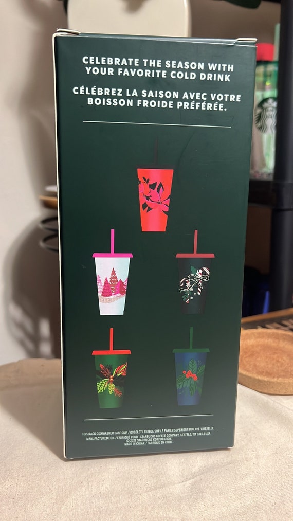 New Starbucks Holiday 2022 Glitter Reusable Cold Cups 5 Pack 24oz