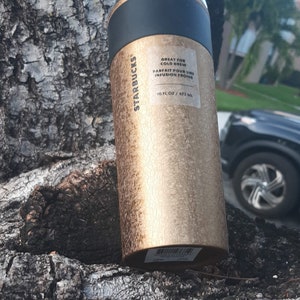 Starbucks holiday 2021 Black Grip Gold Marble Stainless Steel 16oz cold brew coffee