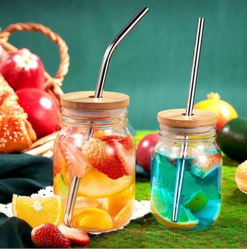 Bamboo Cap Lids 70mm Reusable Wooden Mason Jar Lid With Straw Hole and