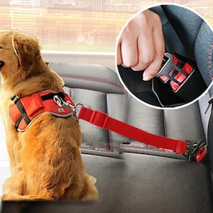Car Adjustable Safety Seatbelt Harness for Pets in 4 Colors and personalized name is optional