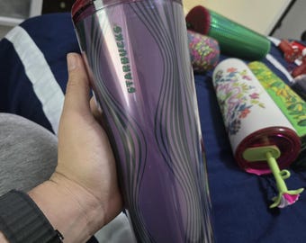Starbucks 24 OZ limited edition Tumbler with Lid And Sipper Purple Yellow