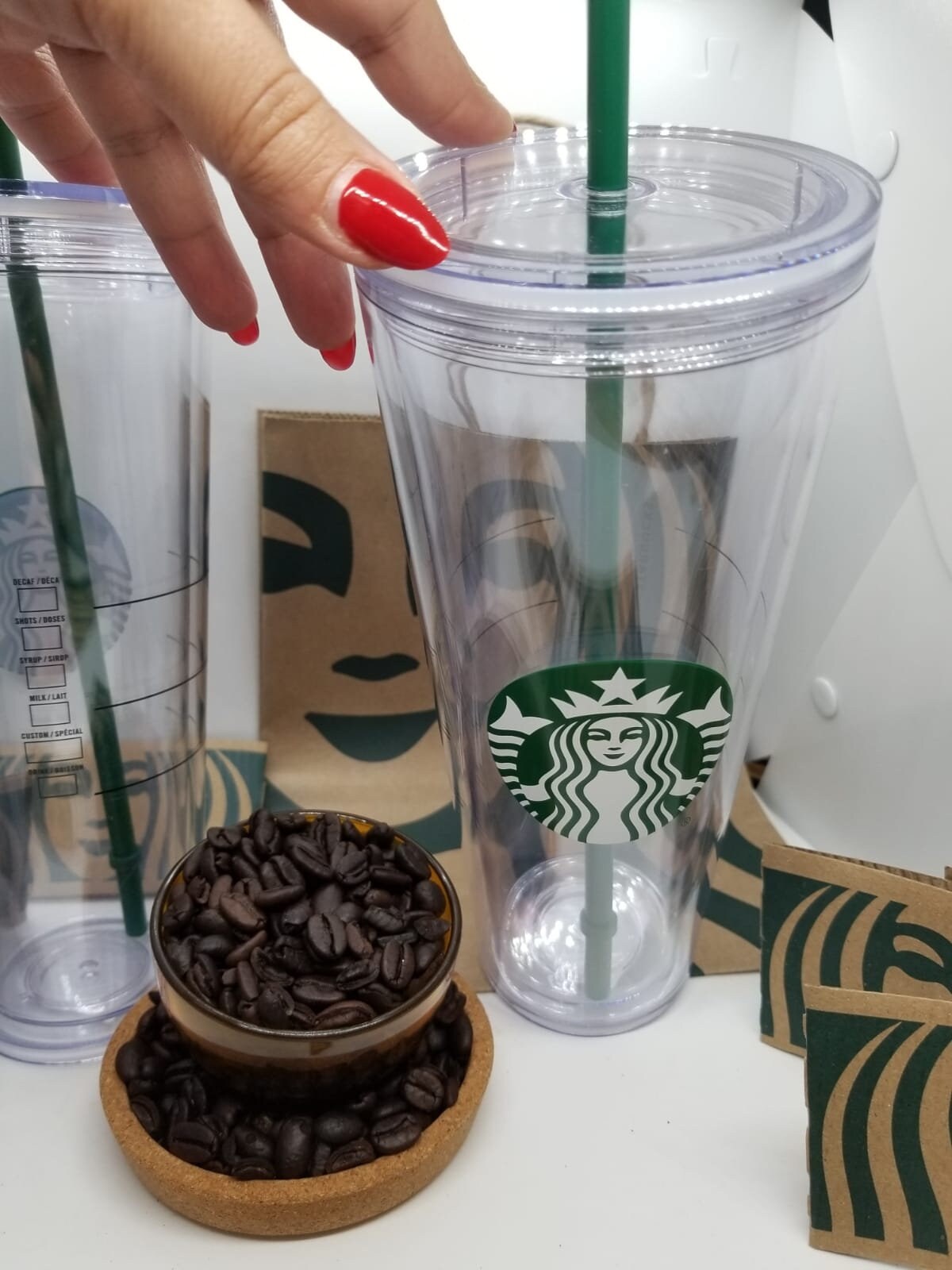 Vaso transparente de Starbucks, acrílico, transportable, de 16 onzas,  Transparente