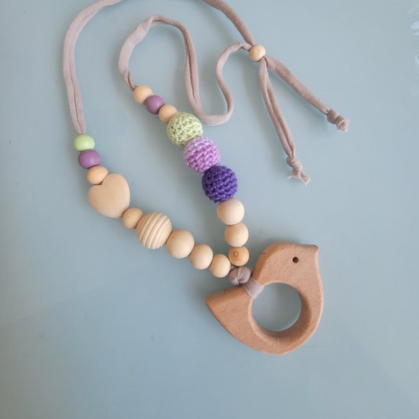 Collana di perline di legno, collana di perline di legno di cotone, regalo di collana infermieristica per mamma e bambino