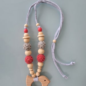 Collana di perline di legno, collana di allattamento bambino, supporto per ciuccio, regalo per bambini con idea di set image 3