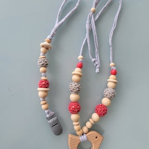 Collana di perline di legno, collana di allattamento bambino, supporto per ciuccio, regalo per bambini con idea di set image 7