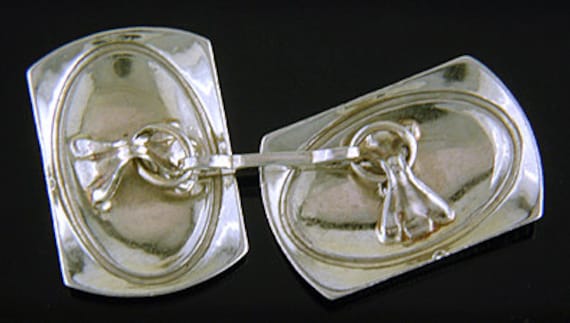 Art Deco Diamond Cufflinks created in 14kt White Gold circa 1920 View 3