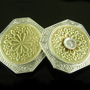 Art Deco Diamond Cufflinks created by Jacob Hookaylo 14kt Gold circa 1920