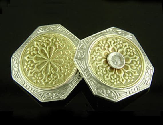 Art Deco Diamond Cufflinks created by Jacob Hookaylo in 14kt Gold circa 1920