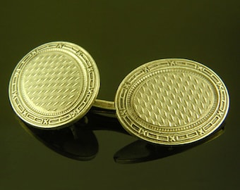 Elegant Art Deco Cufflinks created by Strobell & Crane in 14kt Gold circa 1920