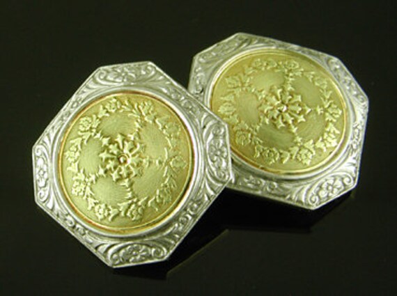 Art Deco Rose and Garland Cufflinks created by Ja… - image 1
