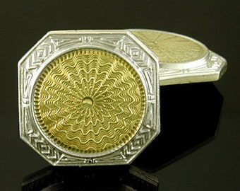 Art Deco Zigzag Cufflinks created in 14kt Yellow and White Gold circa 1925